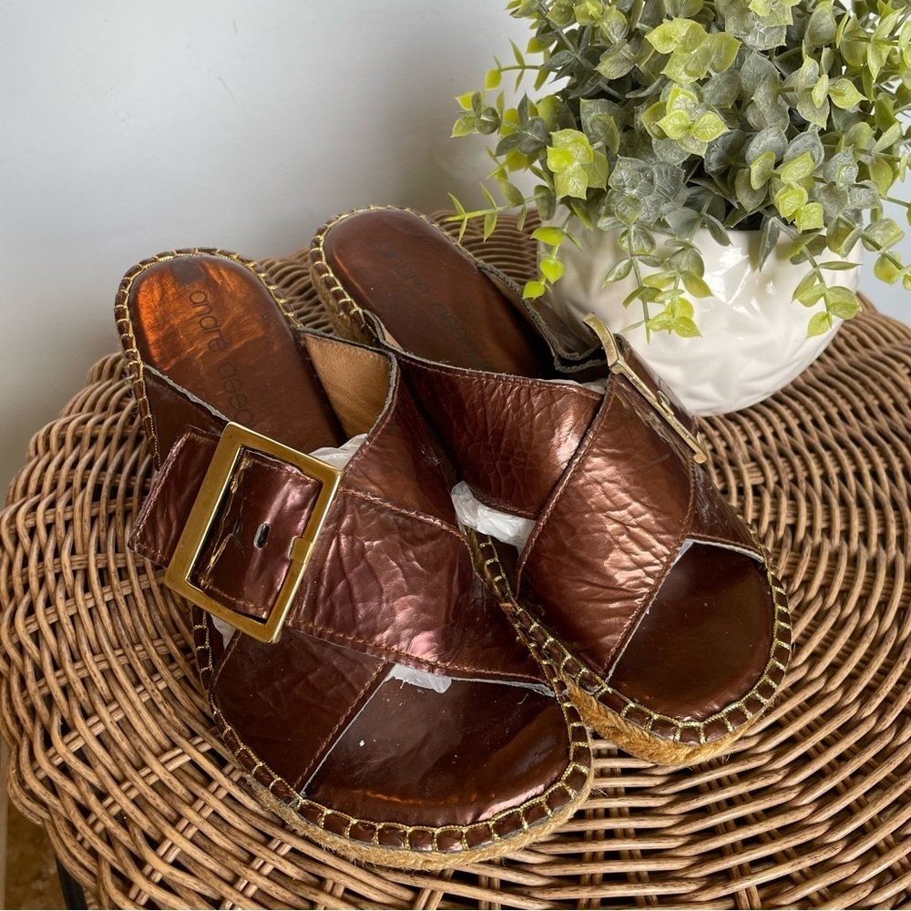 Andre Assous crossed straps Espadrilles wedges sandals size eu 38 usa 7.5